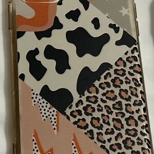 Stylish Animal Print Phone Case - Black, White, Tan